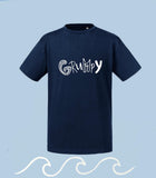 Navyblauw Grumpy kids t-shirt van biologisch katoen met printed artwork freeshipping - Lilypilly