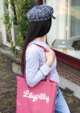 Katoenen cassis shopper met geprint Lilypilly artwork