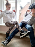 Witte Creator kids sweater van biologisch katoen met printed artwork freeshipping - Lilypilly